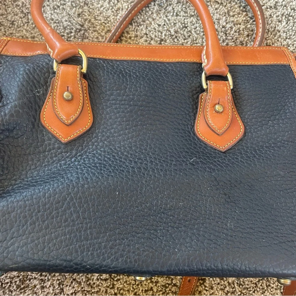 Dooney & Bourke Navy and Brown Leather Shoulder Bag